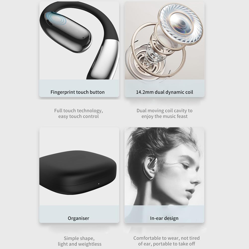 One-Click Translator Earbud, Language Translator Earbuds, A38 Wireless Translation Earbuds Real Time, AI Translation Earbuds, OWS Ear Bud Translator Device for Business Travel (White) - Image 3