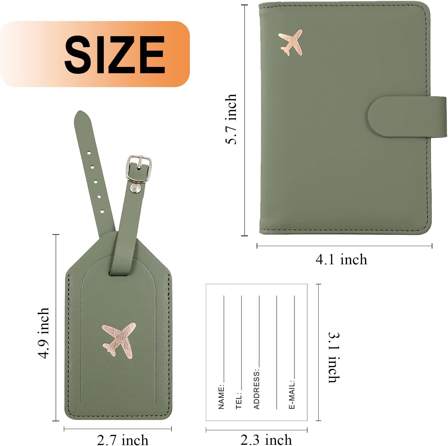 Melsbrinna Rfid Passport Holder for Travel women/Men Set Travel Suitcase Tag, Cute Passport Wallet Rfid Blocking Card Slots, Rfid Passport Cover/CaseTravel Wallet (Green) - Image 4