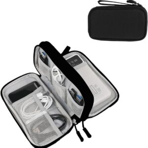 NIMOSA Portable Cable Organizer Travel Cable Organizer Pouch Electronic Accessories Carry Case Waterproof Power Protection USB Hard Disk Box Storage Bag for Cord, Charger, Phone, Earphone Black