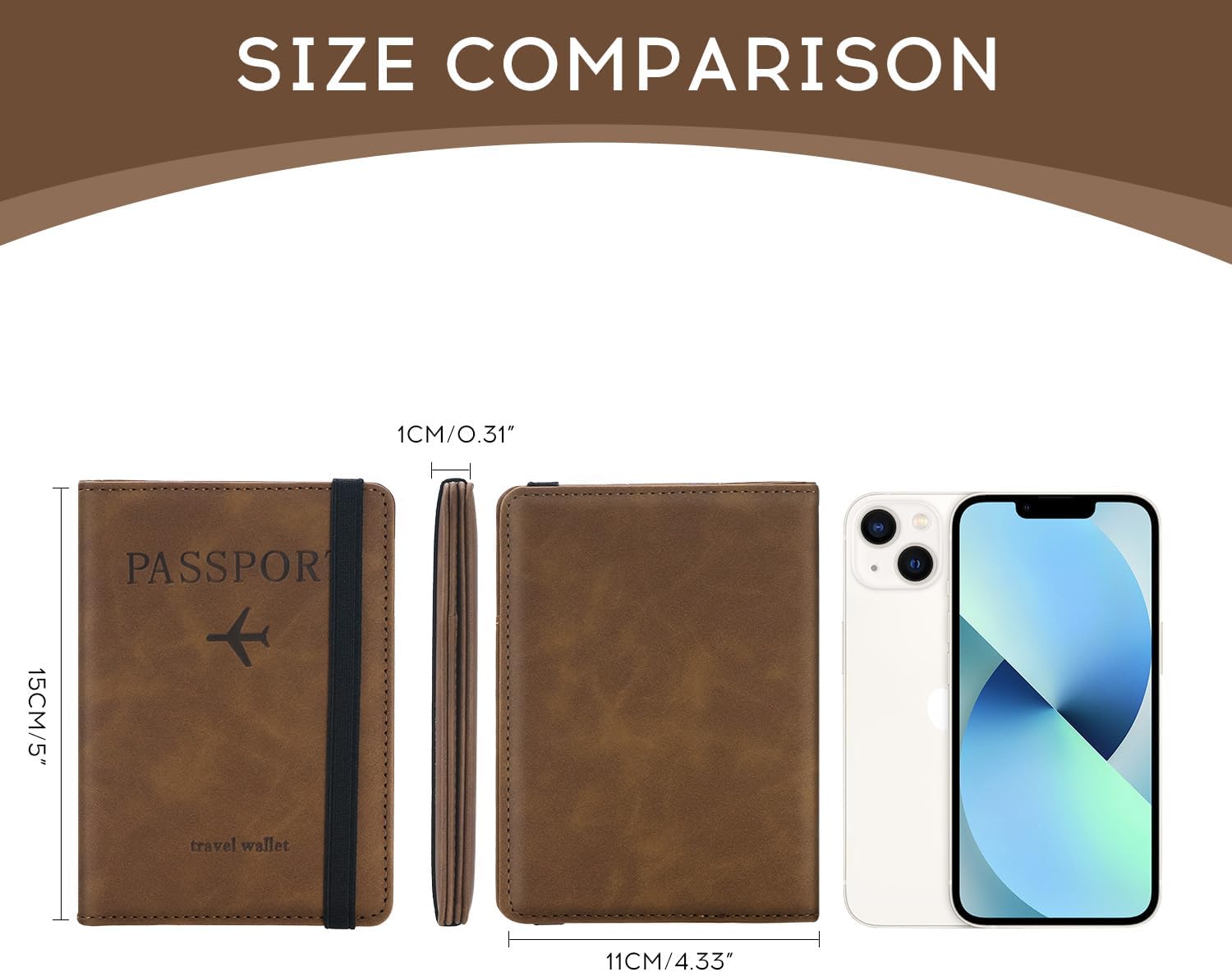 ILIYAH-Passport Cover-Passport Holder Travel Wallet-RFID-Blocking Passport Case Travel Accessories Card Holder Wallet Unisex Travel Gifts(Brown) - Image 2