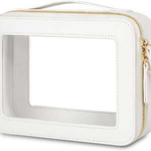 Clear Makeup Bags with Zipper,Medium Cosmetic Bags for Women Traveling,Waterproof Toiletry Bag (White，Medium)