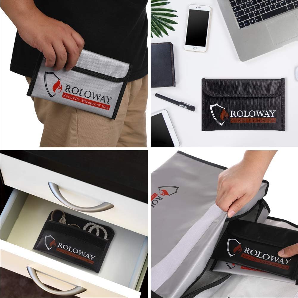 ROLOWAY Small Fireproof Bag (5 x 8 inches), Non-itchy Fireproof Money Bag for Cash, Valuables, Passport, Currency & Keys (2-Pack) - Image 6