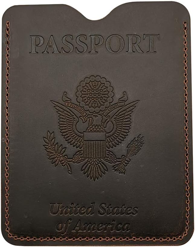 Leather Passport Cover - Passport Holder Case for Men & Women - Brown - Image 2