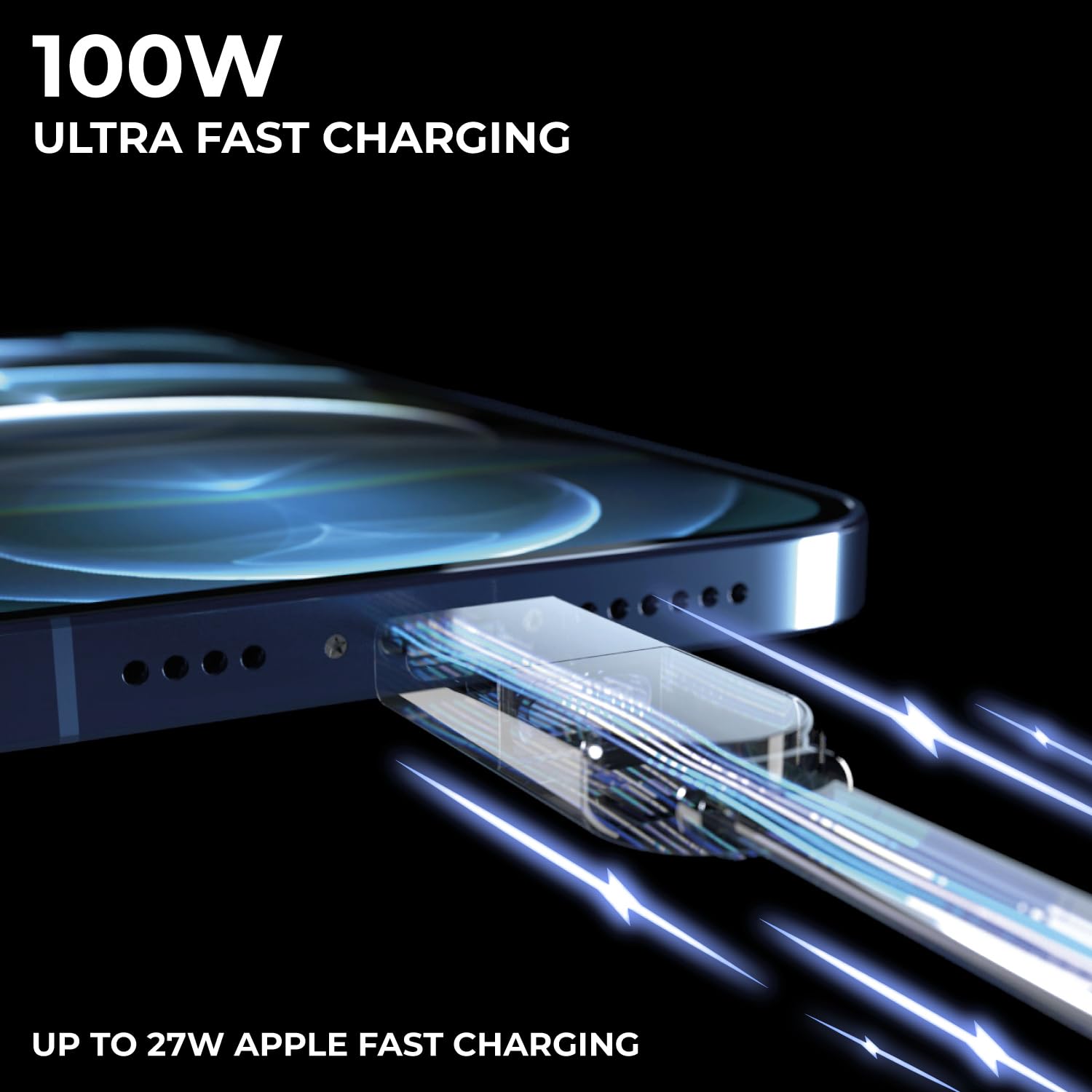 Rolling Square inCharge XL 6-in-1 Multi Charging Cable, Portable USB and USB-C Cable with 100W Ultra-Fast Charging Power, 1 Ft/0.3m, Urban Black - Image 3