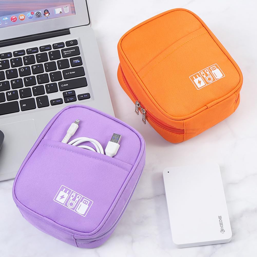 E-Tree Storage Pouch for Small Electronics and Accessories,Tech Bag,Electronic Organizer Case Compatible with MacBook Laptop Charger,Mouse,Cables,Hub,Power Bank,Earphone,Toiletries Cosmetics (Orange) - Image 3