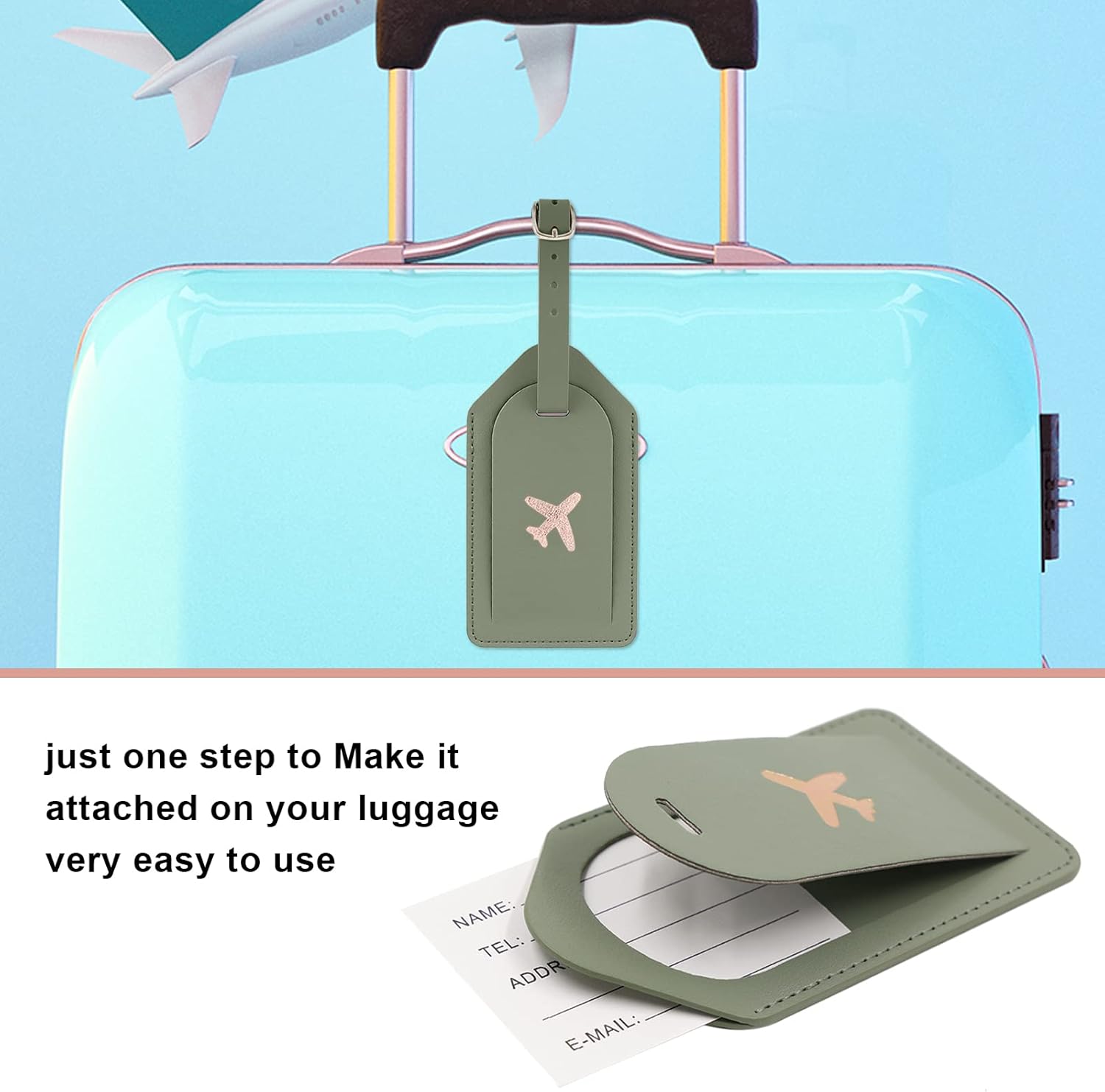 Melsbrinna Rfid Passport Holder for Travel women/Men Set Travel Suitcase Tag, Cute Passport Wallet Rfid Blocking Card Slots, Rfid Passport Cover/CaseTravel Wallet (Green) - Image 3