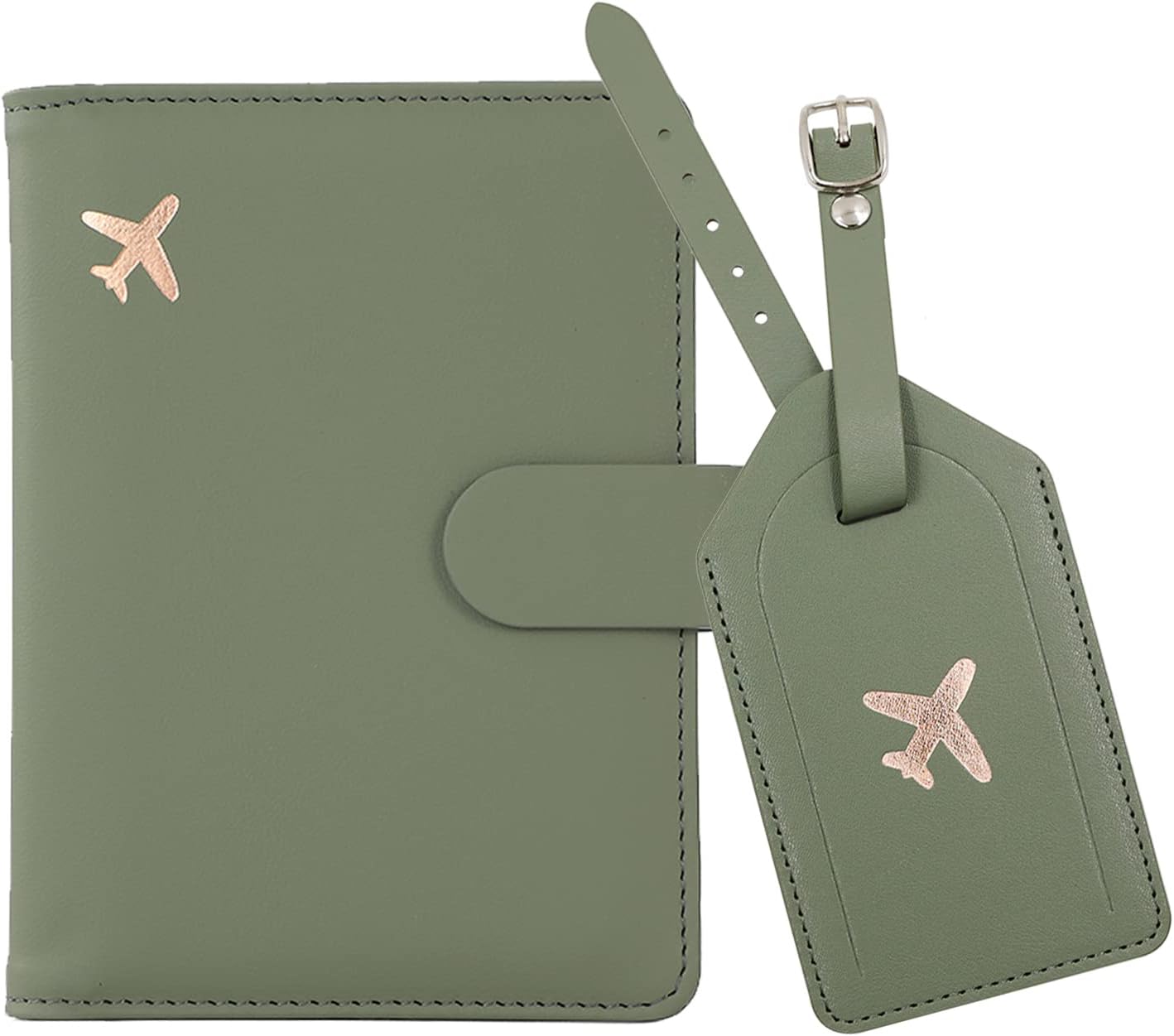 Melsbrinna Rfid Passport Holder for Travel women/Men Set Travel Suitcase Tag, Cute Passport Wallet Rfid Blocking Card Slots, Rfid Passport Cover/CaseTravel Wallet (Green)