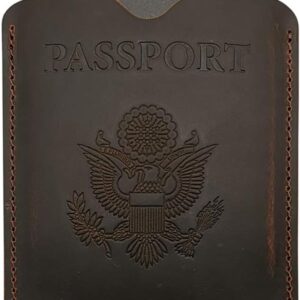 Leather Passport Cover - Passport Holder Case for Men & Women - Brown