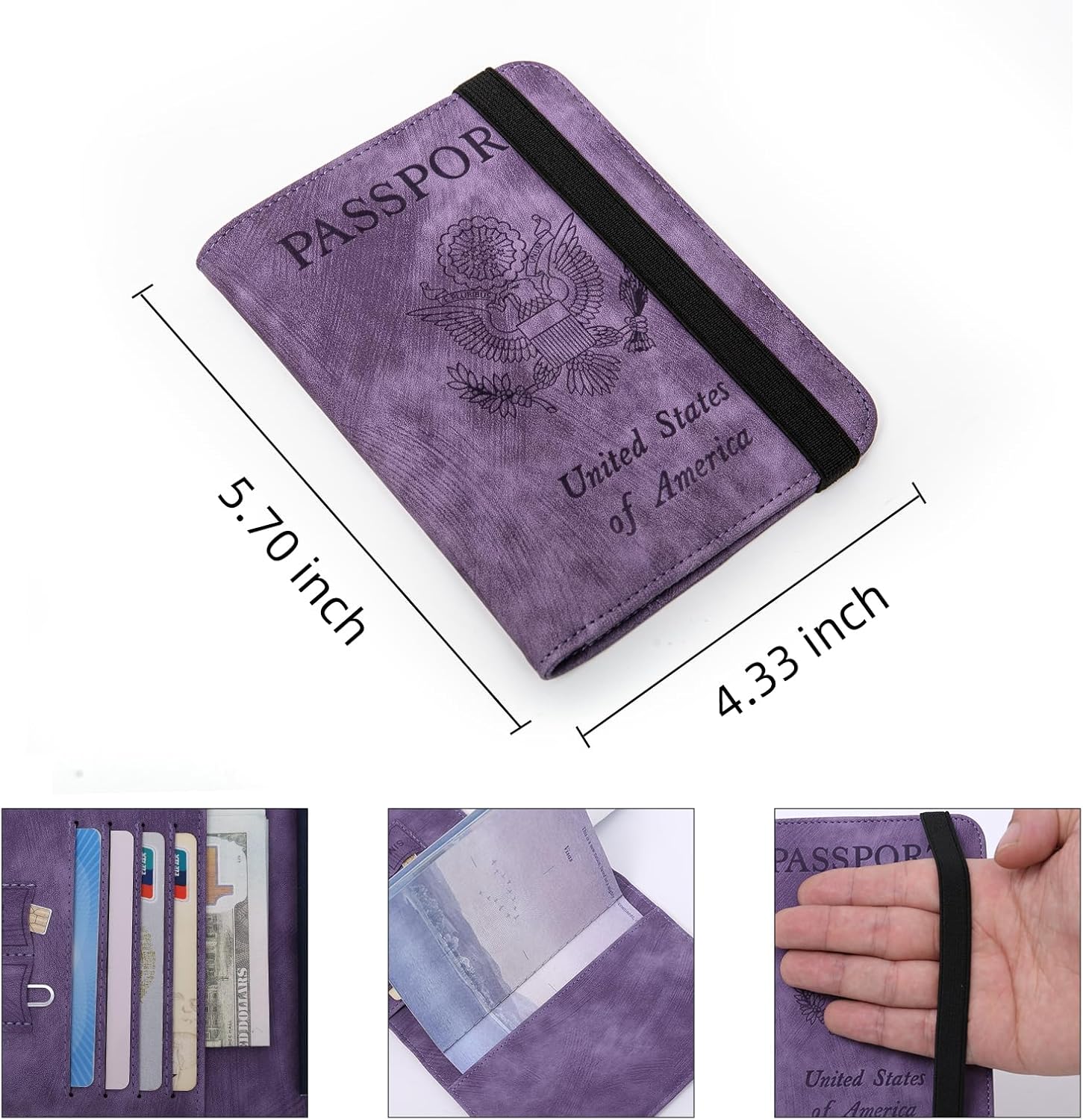 Passport Holder for travel - Cover Wallet -Travel Essentials RFID Blocking Travel Accessories for Women Men (violet) - Image 5