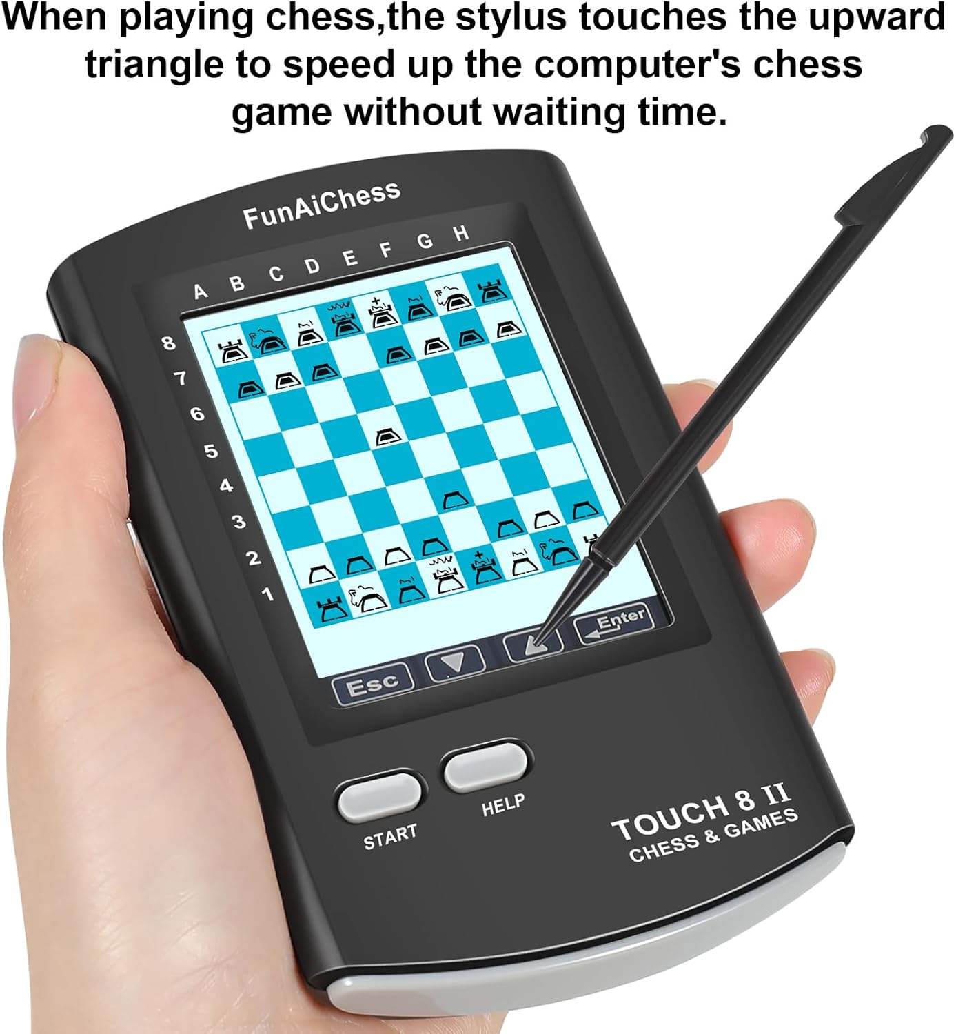 Handheld Electronic Chess Board 8 in 1 Touch Chess Computer Game Ai Chess Up Smart Electronic Chess Set for Adults, Kids,and Beginners Learn and Travel with Stylus Large LCD Display Gift - Image 3