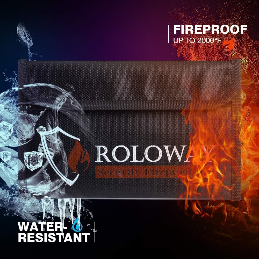 ROLOWAY Small Fireproof Bag (5 x 8 inches), Non-itchy Fireproof Money Bag for Cash, Valuables, Passport, Currency & Keys (2-Pack) - Image 3