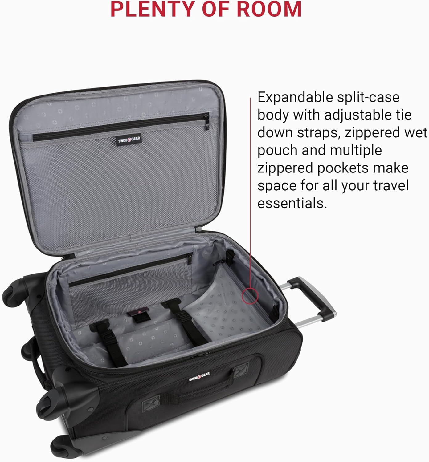 SwissGear Sion Softside Expandable Luggage, Black, Carry-On 21-Inch - Image 4