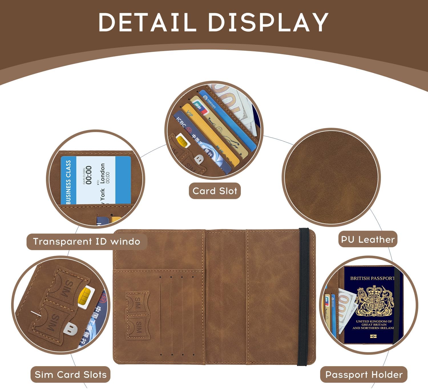 ILIYAH-Passport Cover-Passport Holder Travel Wallet-RFID-Blocking Passport Case Travel Accessories Card Holder Wallet Unisex Travel Gifts(Brown) - Image 4