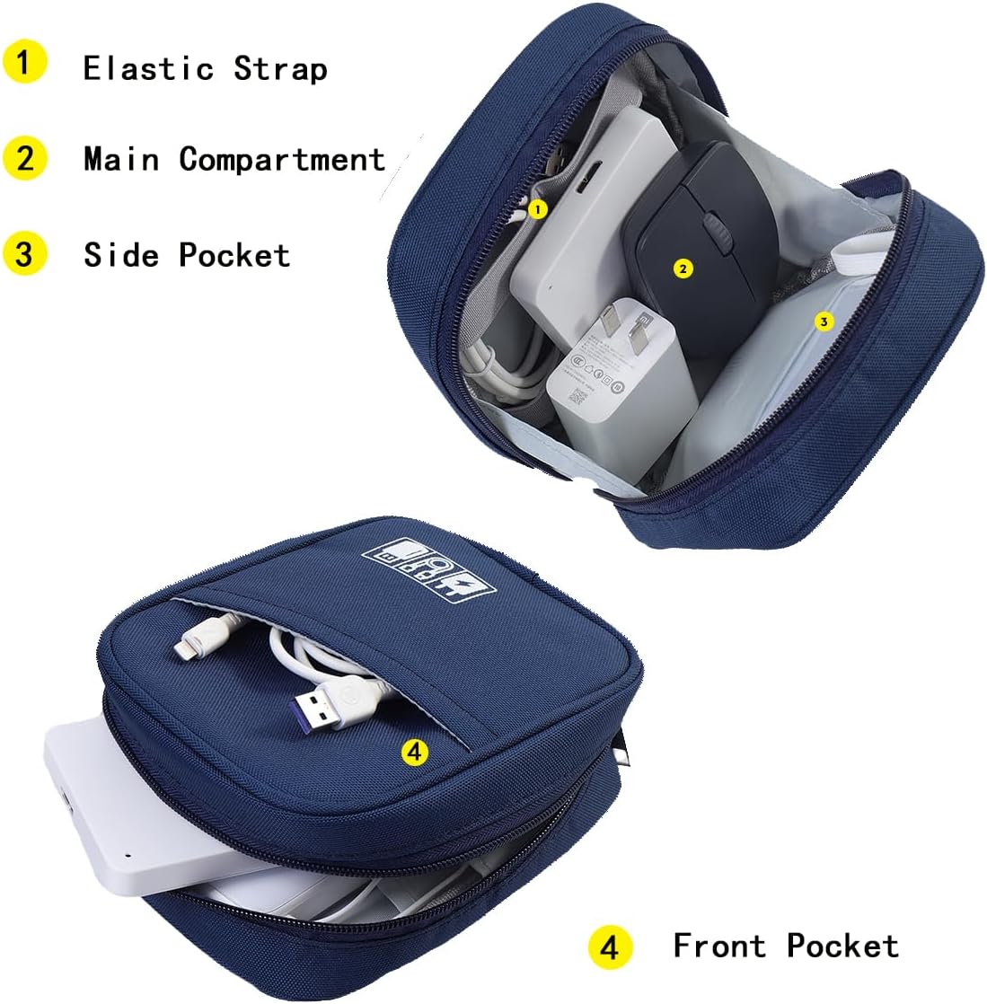 E-Tree Storage Pouch for Small Electronics and Accessories,Tech Bag,Electronic Organizer Case Compatible with MacBook Laptop Charger,Mouse,Cables,Hub,Power Bank,Earphone,Toiletries Cosmetics (Orange) - Image 6
