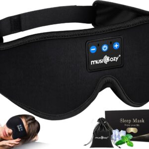 MUSICOZY Sleep Headphones, Bluetooth 5.4 Sleep Mask Headband Headphones Sleeping Eye Mask, Wireless Music Earbuds Earphones with HD Headphones Ultra-Thin Stereo Speakers for Side Sleepers Men Women