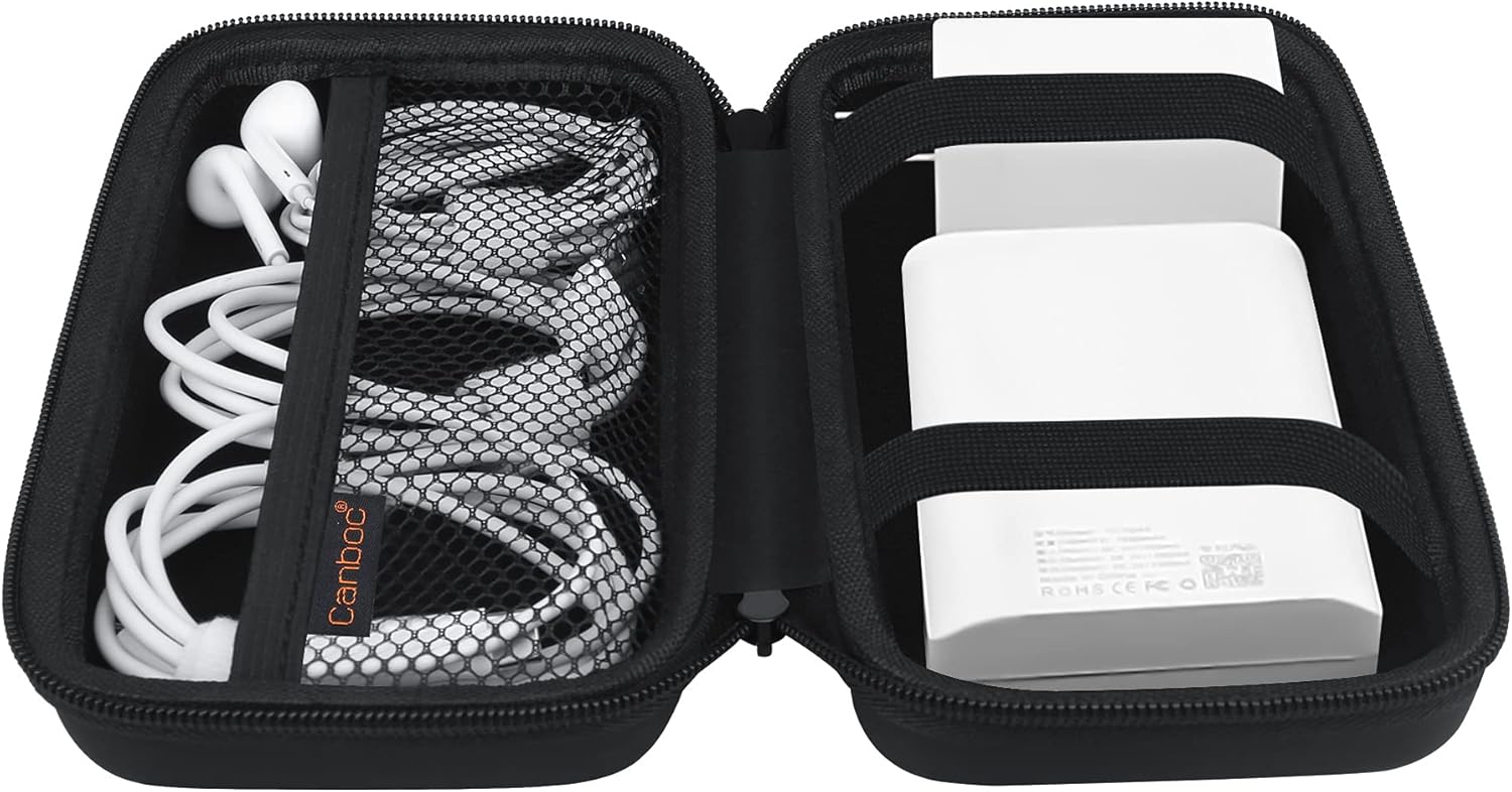Canboc Electronics Travel Organizer, MacBook Charger Carrying Case, Electronic Accessories Portable Cable Storage Bag for Charging Cords, Power Adapter, MagSafe, USB Hub, Power Bank, Earbuds, Black - Image 3
