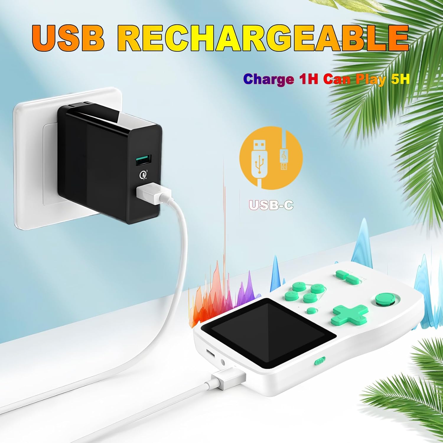 32 Bit Handheld Games for Kids Preloaded 139 Video Games, Portable Video Gaming Player with 3.0" IPS Screen and Rechargeable Battery, Mini Travel Games Electronic Gifts Toys for Boys Girls, White - Image 4