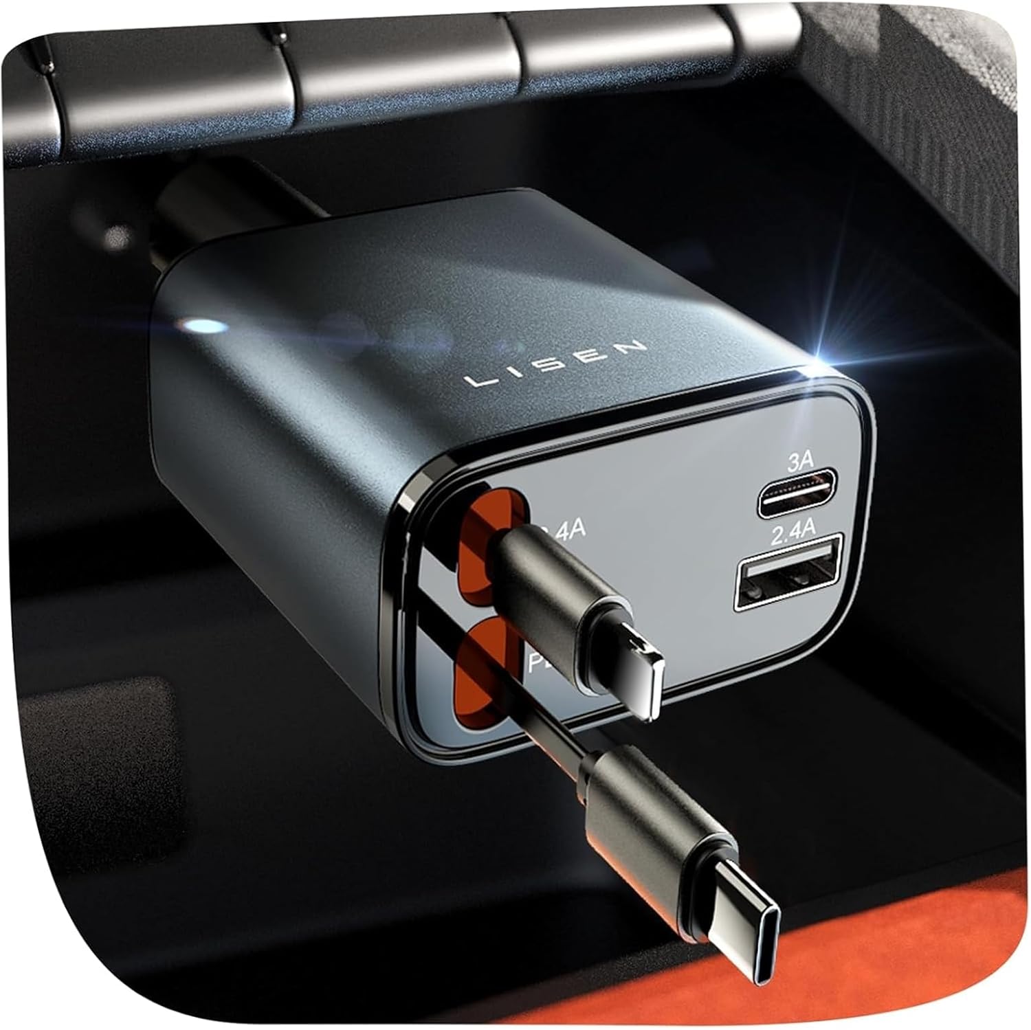 LISEN Retractable Car Charger, 69W USB C Car Accessories Adapter for iPhone 16 USBC Charger Fast Charging, Mothers Day for Gifts, Travel Essentials for Women Men, Road Trip Essentials for iPhone 16 15
