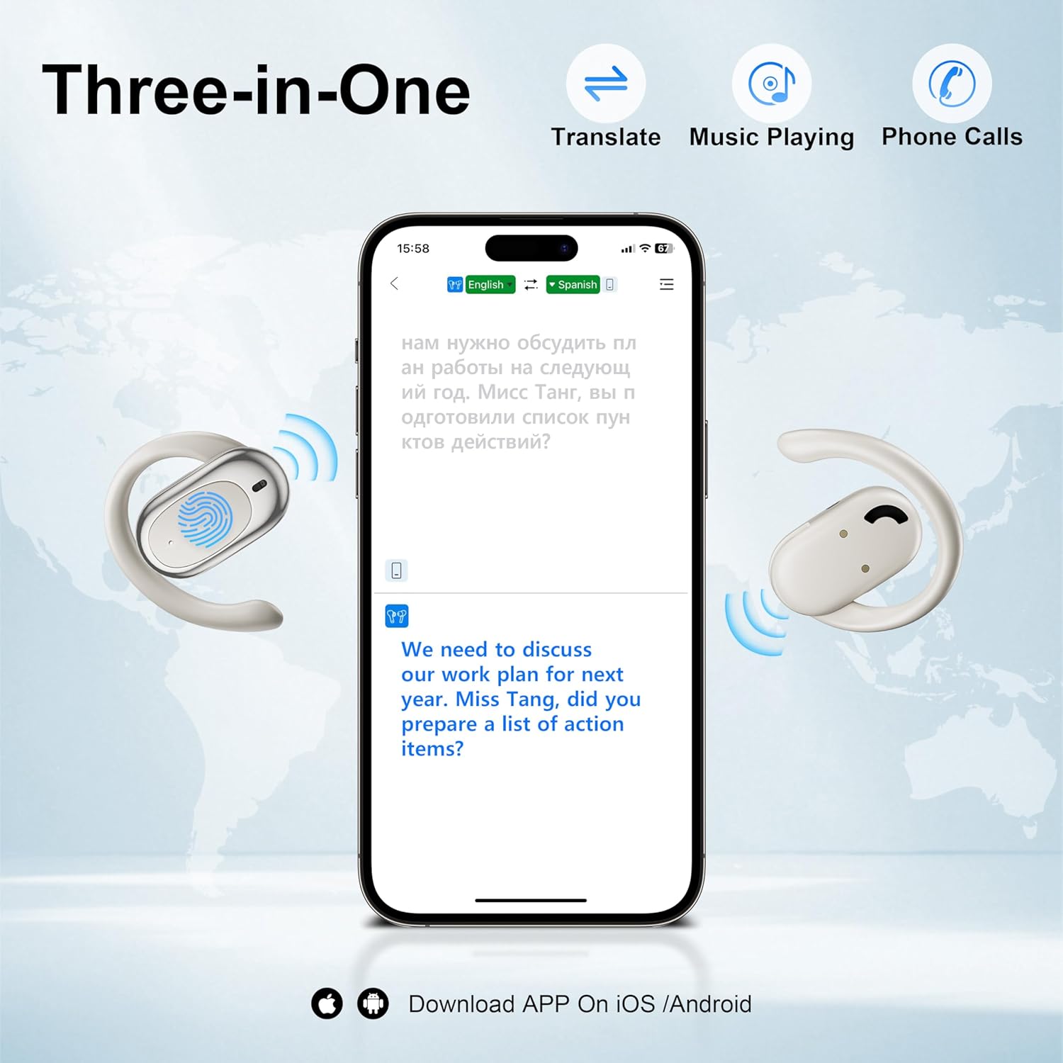 Real Time Translation Earbuds, AI Language Translator Earphone 3-in-1 Accents & Long Battery Life Translation Earbuds OWS 144 Languages & 8 Offline for Travel Business,(Milkywhite) - Image 7