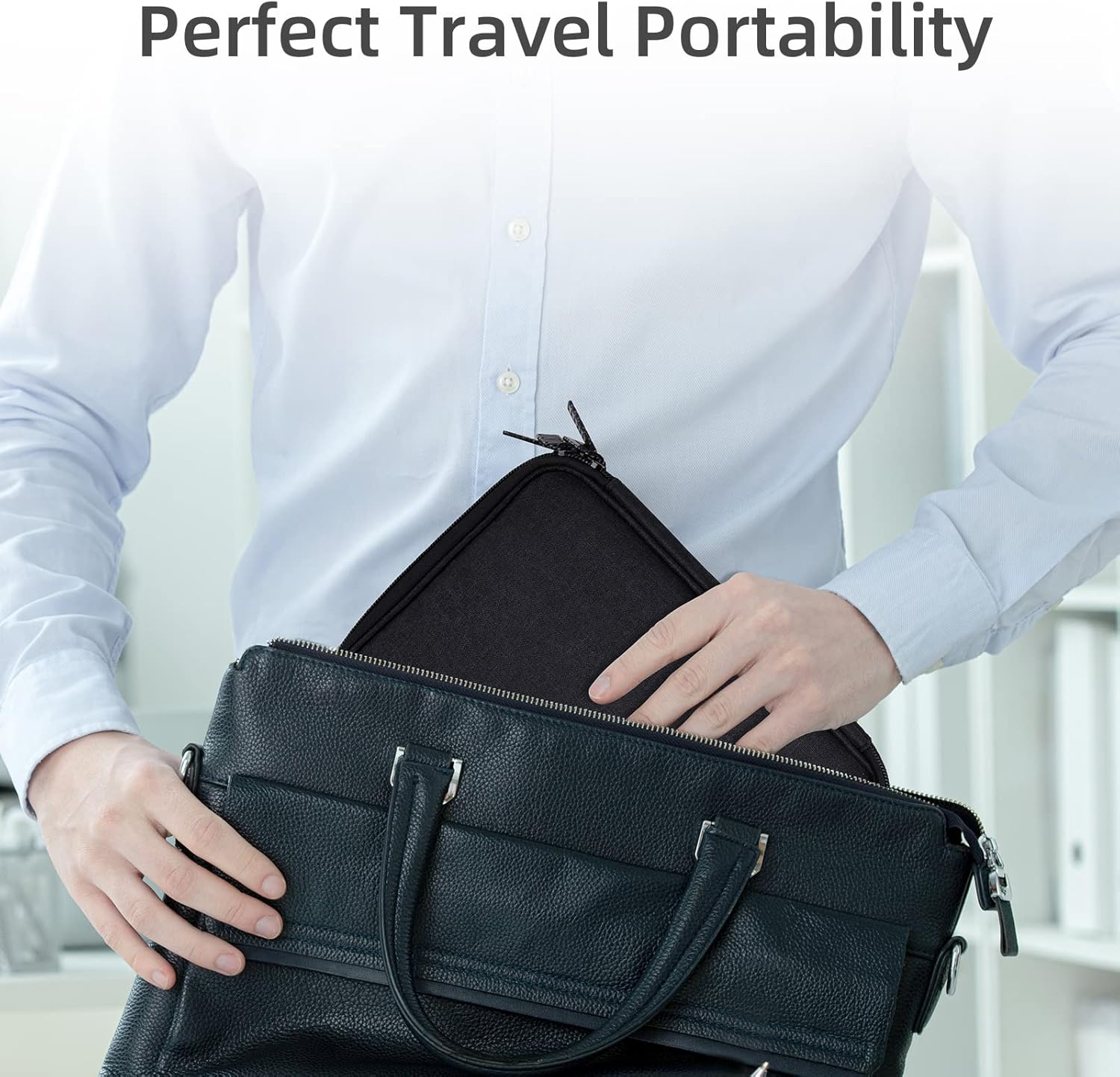 Electronics Organizer Travel Case Cord Cable Charger Organizer Bag Travel Accessories Essentials for Women Men Double Layers Tech Pouch with 5 Cable Ties for Phone Power Bank SD Card USB, Black - Image 6
