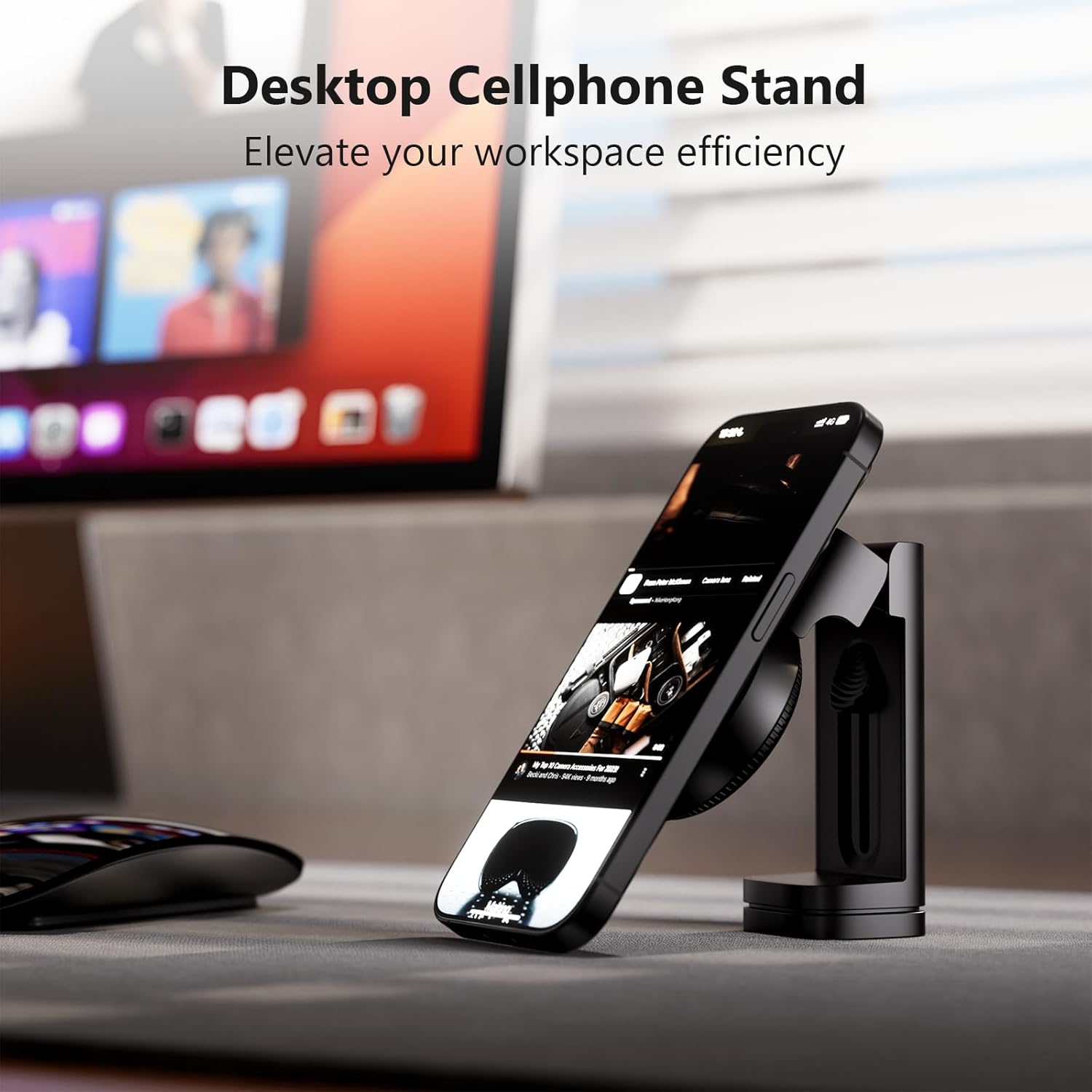 MiiKARE Airplane Travel Essentials Magnetic Phone Holder, Universal Handsfree Phone Mount for Flying with 360 Degree Rotation, Travel Must Haves Phone Stand for Desk, Tray Table, Black - Image 5