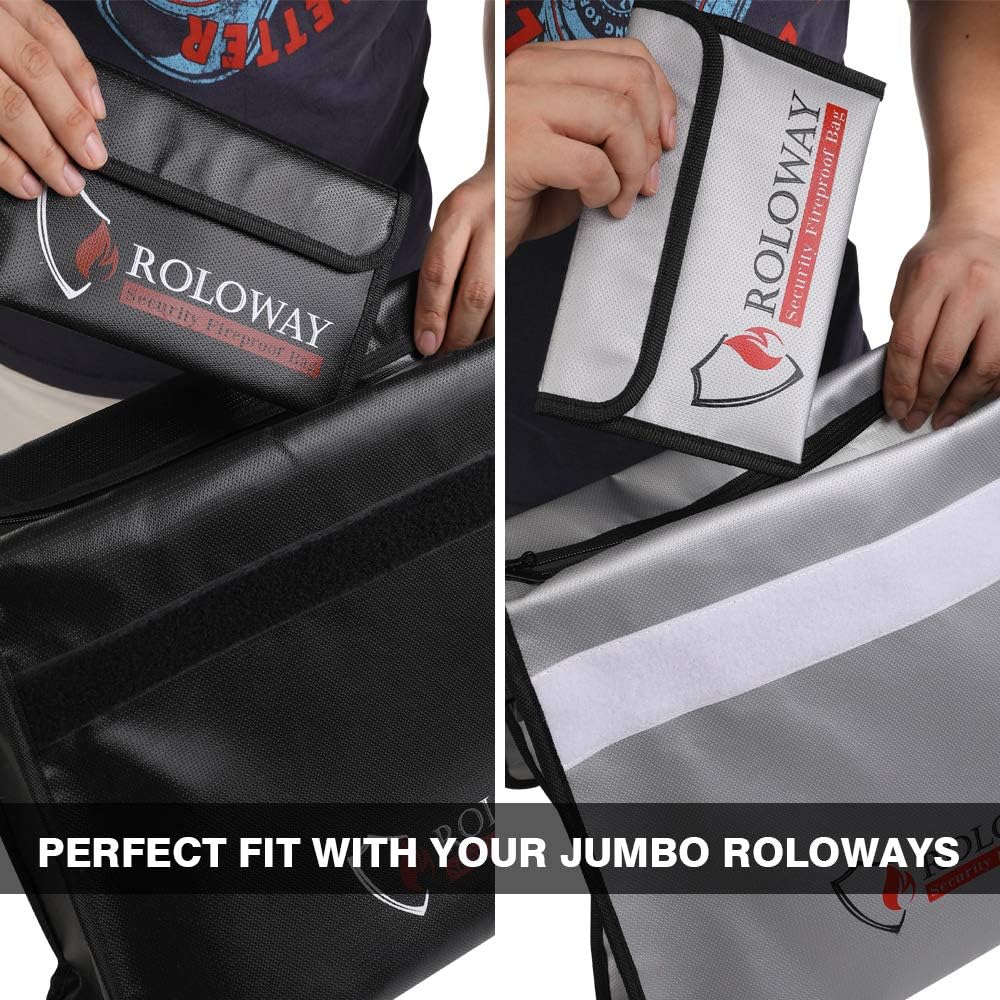 ROLOWAY Small Fireproof Bag (5 x 8 inches), Non-itchy Fireproof Money Bag for Cash, Valuables, Passport, Currency & Keys (2-Pack) - Image 5