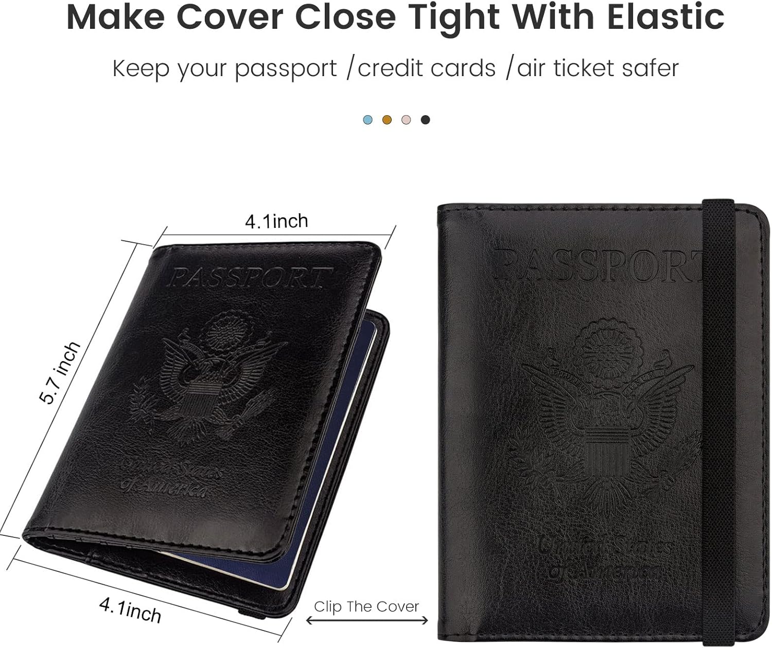 Passport Holder Combo,Leather Rfid Blocking Passport Id Organize Travel Wallet Cover Case Slot Passport Protectors Book for Girls Women Men(Black) - Image 5