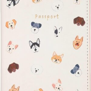 Eccolo Passport Cover Case - Premium Faux Leather, Dogs Design, 5.5x4 inches, Lightweight Travel Essential with Boarding Pass Holder Flap - Chic & Stylish Gift for Travelers