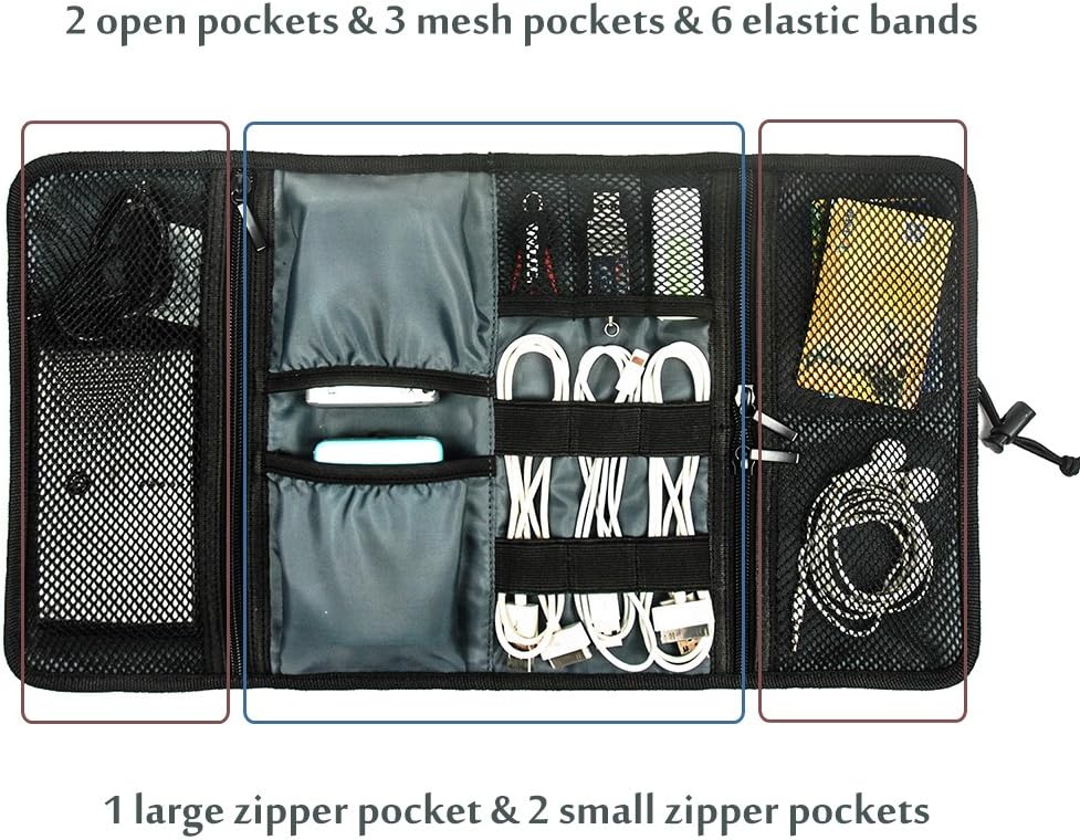 ProCase Electronic Organizer Cord Pouch, Travel Cable Charger Phone Accessories Bag Organizer Roll up Tech Carrying Case for USB Cables SD Memory Cards Earphone Flash Hard Drive - Image 2