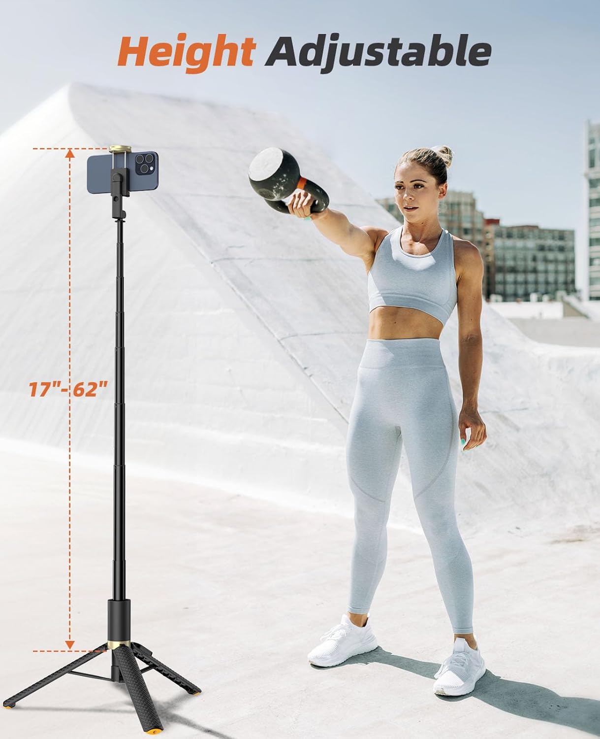 62" Phone Tripod & Selfie Stick, Tripod for iPhone with Remote, All-in-1 Cell Phone Stand, Portable, Lightweight Extendable for Selfies Video Recording Vlog, Compatible with iPhone Android - Image 2