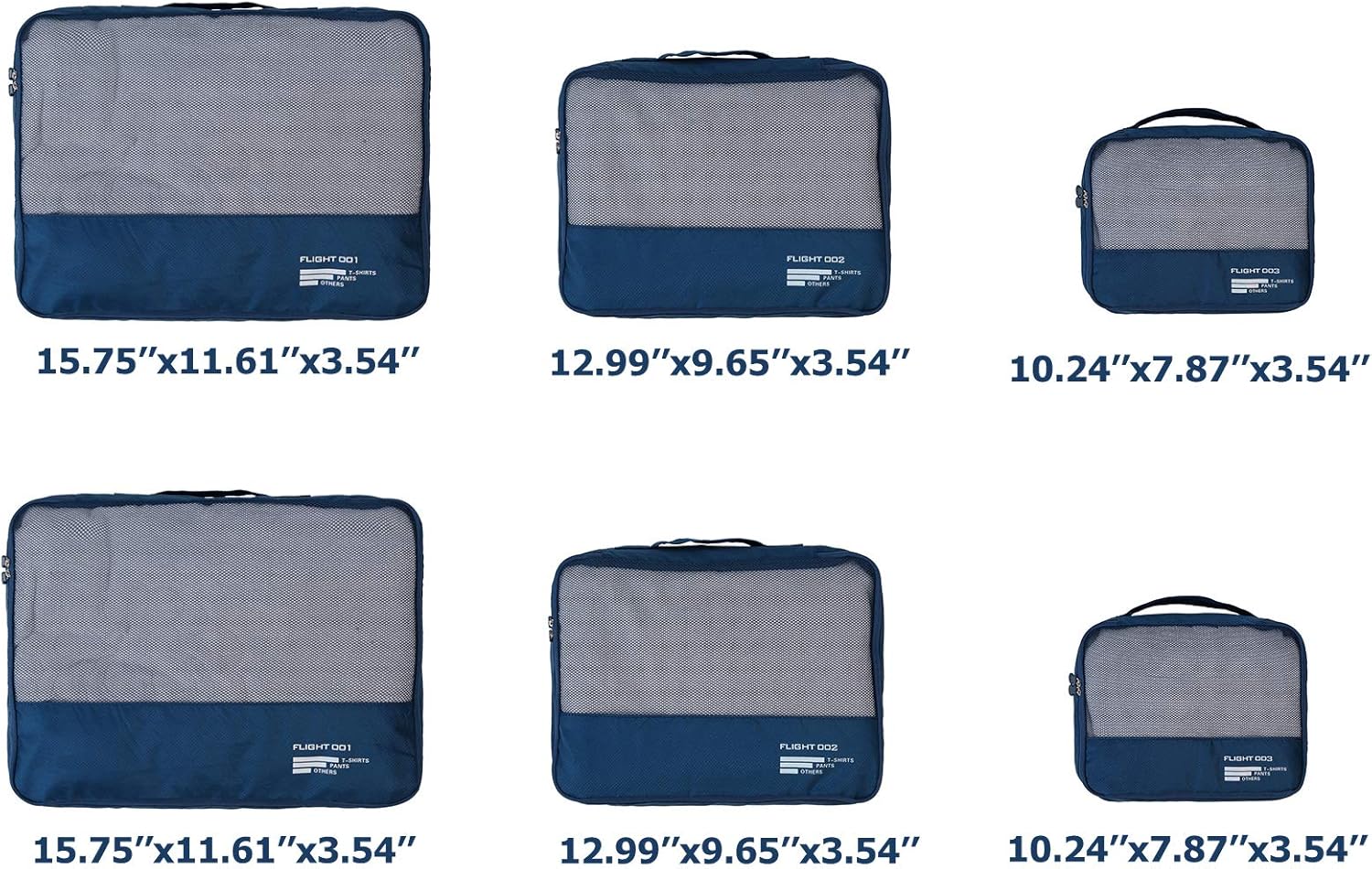 Packing Cubes Set Travel Luggage Organizers Suitcase Lightweight Accessories Navy Blue - Image 2