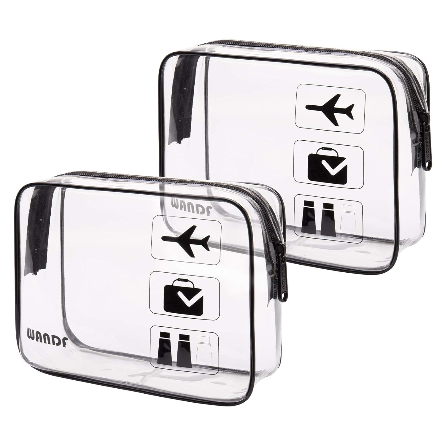 TSA Approved Clear Travel Toiletry Bag wih Zippers Carry-on Travel Accessories Quart Size Toiletries Cosmetic Pouch Makeup Bags for Men and Women (2 pcs)