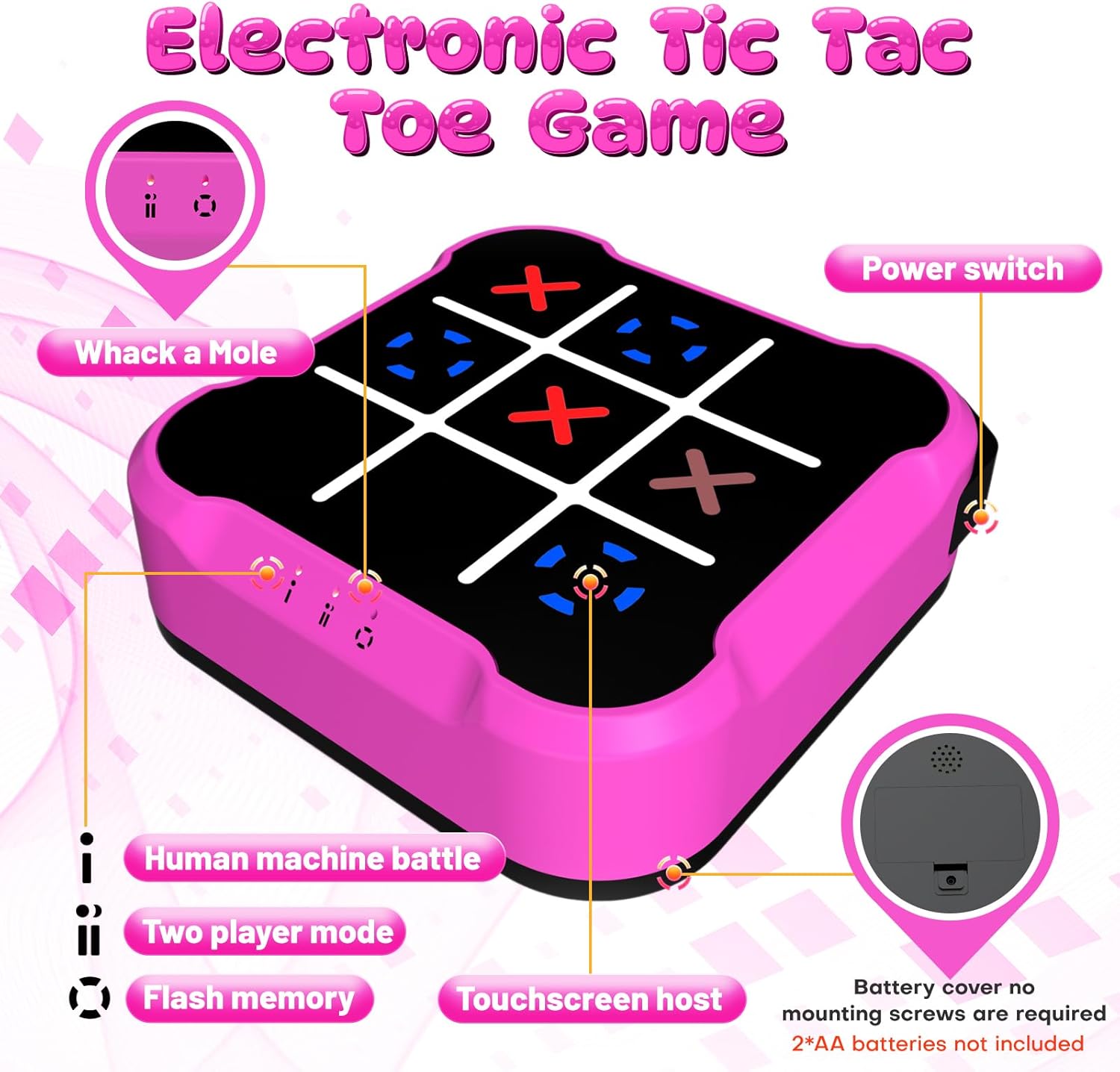 Electronic Tic Tac Toe Bolt Game, Handheld Digital Board Game Console, Electric Puzzle Game for Educational and Memory Growth, Portable Travel Games for Car Ride, Gift Ideal for Kids and Adults - Image 2