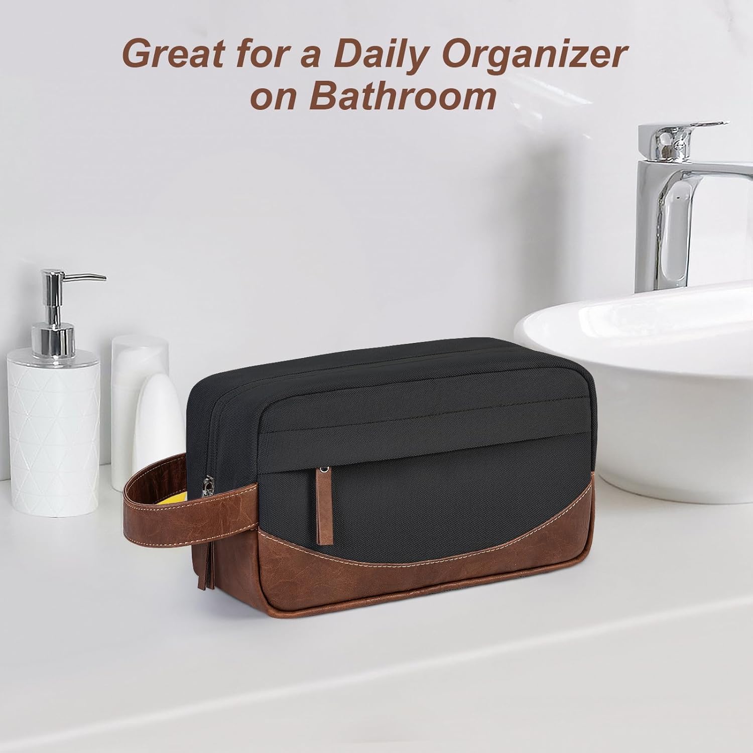Travel Toiletry Bag for Men, Hanging Toiletry Organizer, Water Resistant Shaving Kit with Large Capacity for Travel Accessories (Black) - Image 6