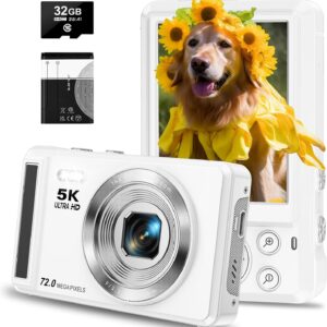5K Digital Camera - 72MP Digital Cameras with 16X Zoom for Kids' Gifts - Autofocus Point and Shoot Digital Camera for Photography - UHD 2.8'' Screen Compact Portable Camera with 32GB SD Card