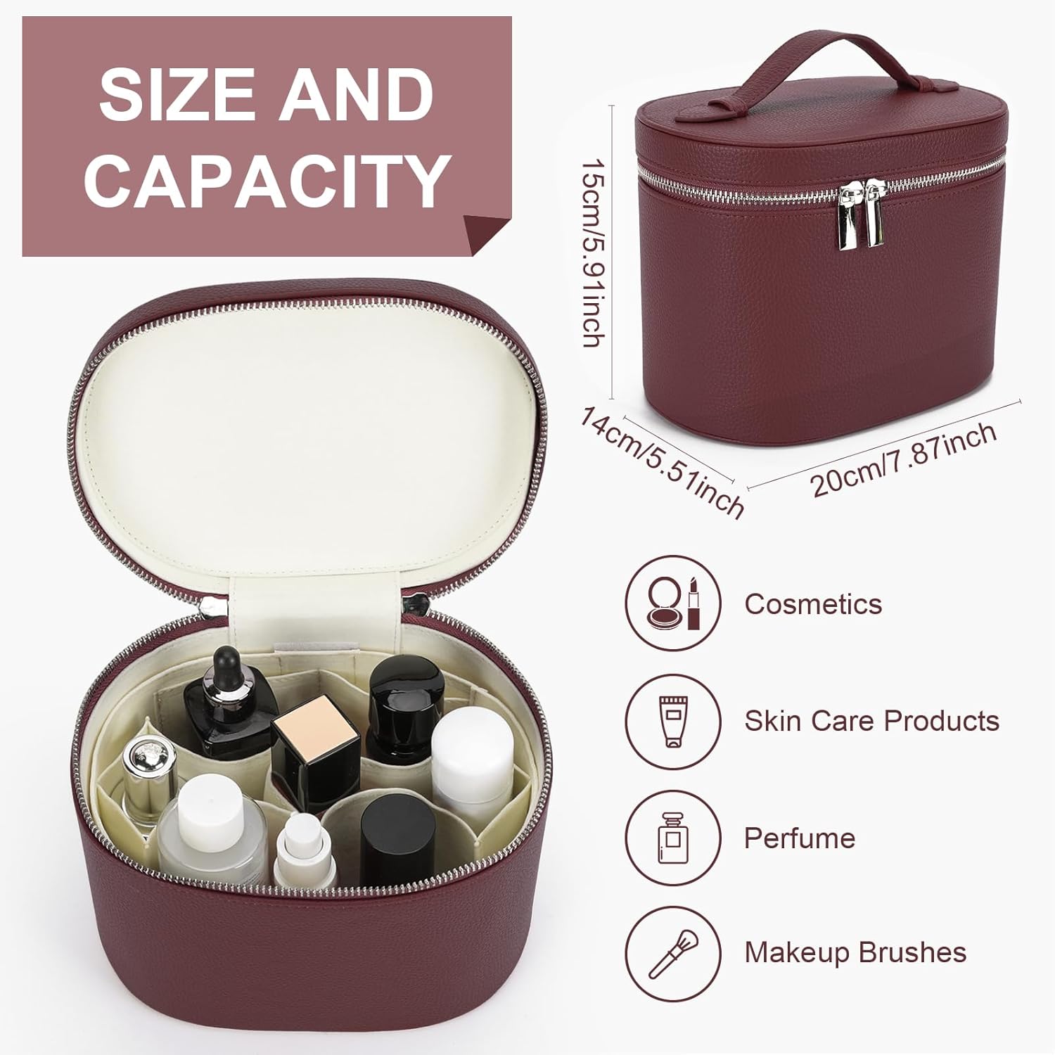 YFGBCX Makeup Bag Vanity Case with Removable Divider Travel Toiletry Bag Portable Cosmetic Bag Makeup Organizer Case - Image 6