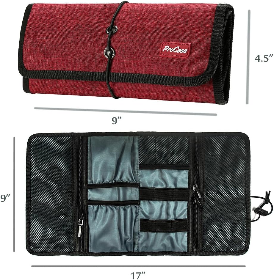 ProCase Electronic Organizer Cord Pouch, Travel Cable Charger Phone Accessories Bag Organizer Roll up Tech Carrying Case for USB Cables SD Memory Cards Earphone Flash Hard Drive - Image 3