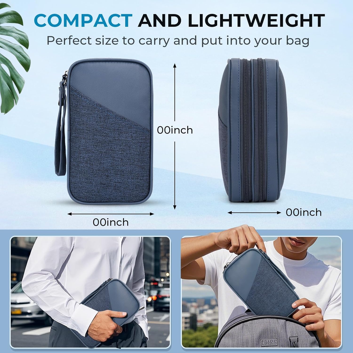 FYY Electronic Organizer, Large Travel Cable Organizer Bag Electronic Accessories Carry Case Pouch Portable Waterproof Double Layers All-in-One Storage Bag for Cable, Cord, Charger, Blue - Image 2
