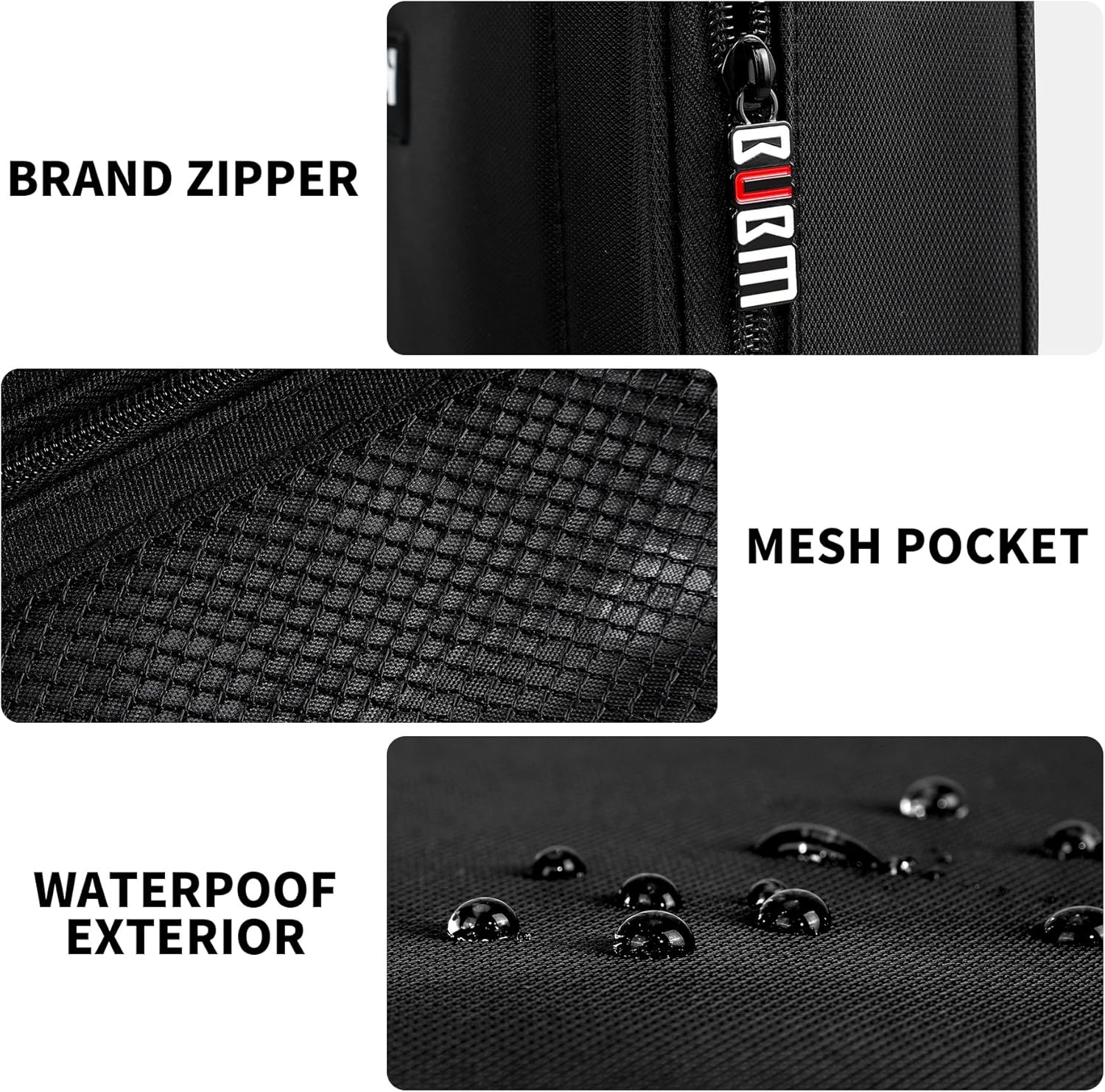 BUBM Cable Organizer Bag 3pcs Electronics Travel Organizer for Hard Drives, Cables, Phone, USB, SD Card(2 Year Warranty - Image 3