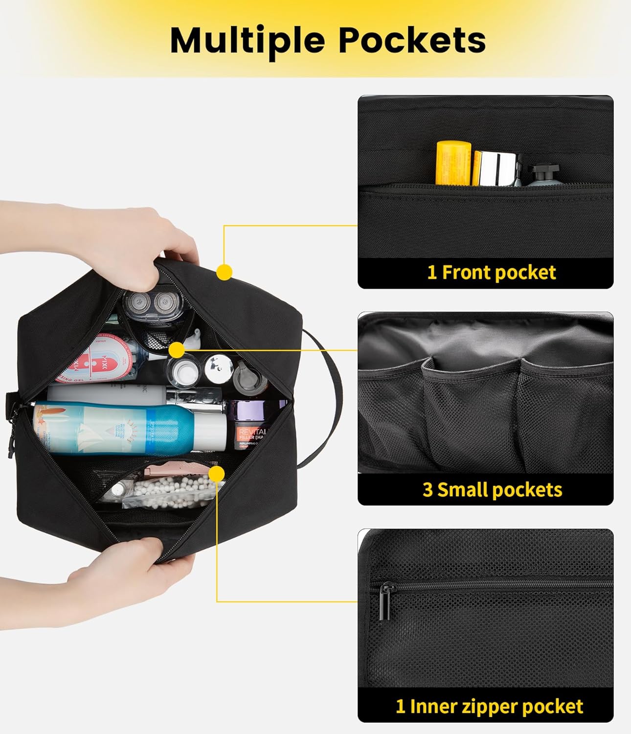 Vorspack Travel Toiletry Bag for Men - Hanging Toiletries Bag Water Resistant Dopp Kit Travel Bag for Toiletries Accessories - Image 3