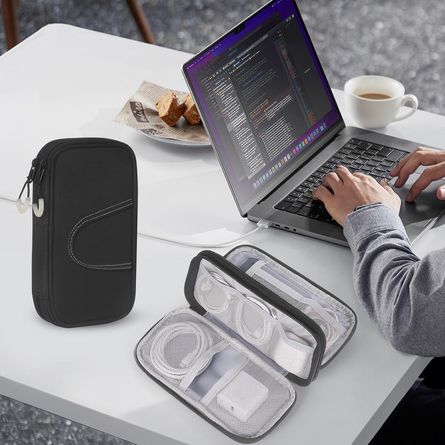 Electronic Organizer, Travel Cable Organizer Case - Compact Pouch for Cords and Accessories Storage - Ideal for Electronics, Travel, and Daily Use - Image 3