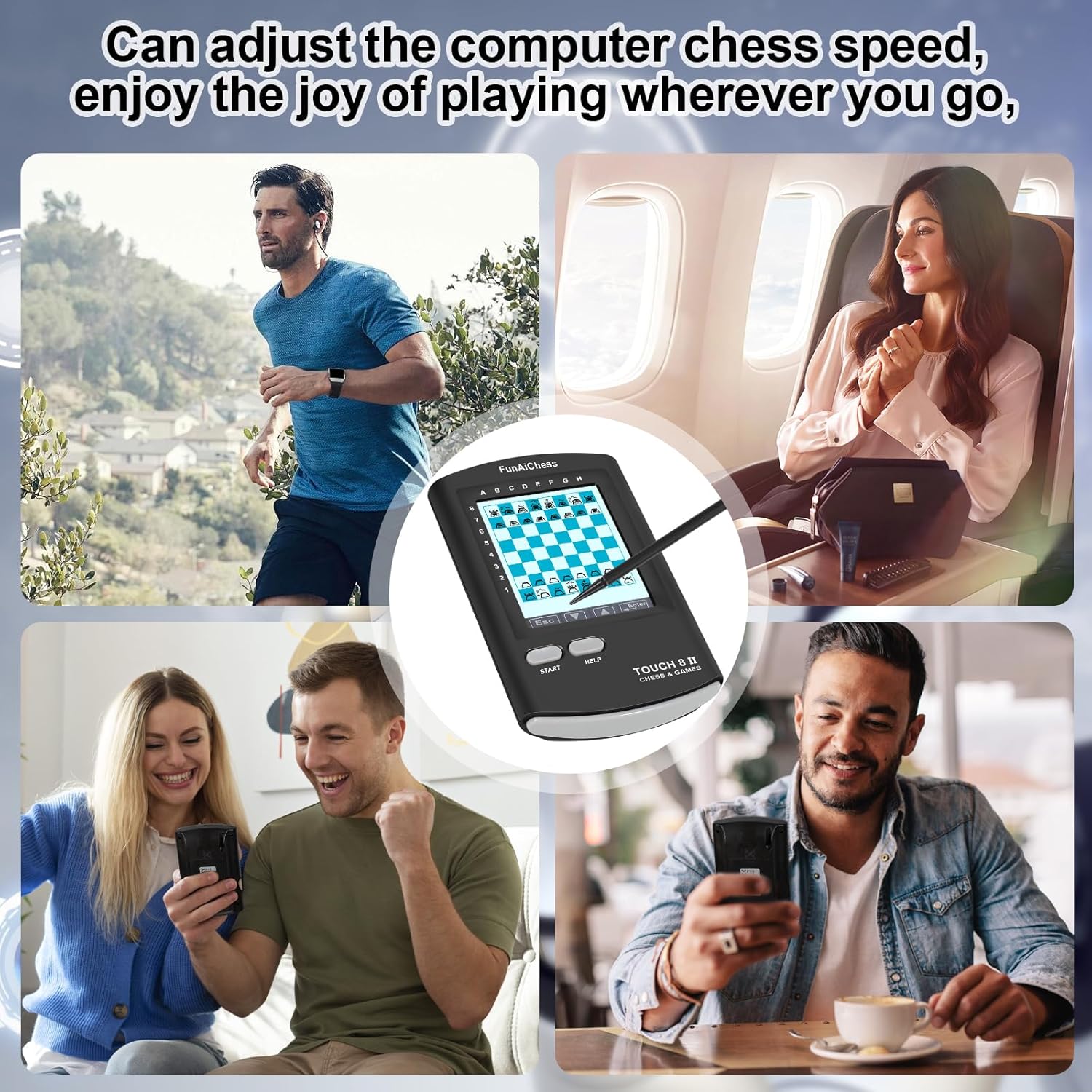 Handheld Electronic Chess Board 8 in 1 Touch Chess Computer Game Ai Chess Up Smart Electronic Chess Set for Adults, Kids,and Beginners Learn and Travel with Stylus Large LCD Display Gift - Image 5