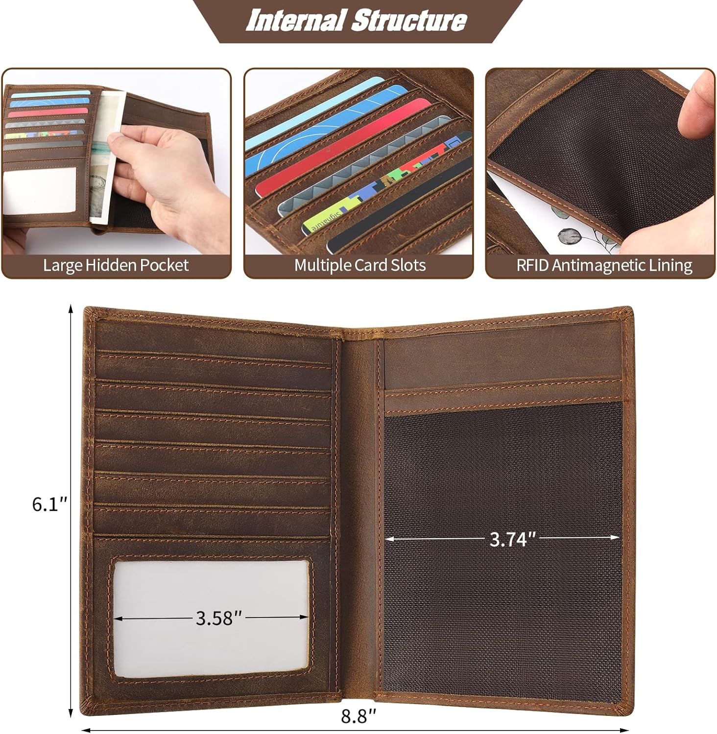 Jack&Chris Leather Passport Holder RFID Blocking Passport Travel Wallet Cover Case for Men Women Brown JC17 - Image 5