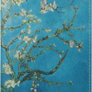 Passport Holder, Slim Travel Wallet RFID Blocking Card Case Passport Cover Protector Travel Essentials with Credit Card Slots Pockets for Women/Men, Almond Blossom Tree