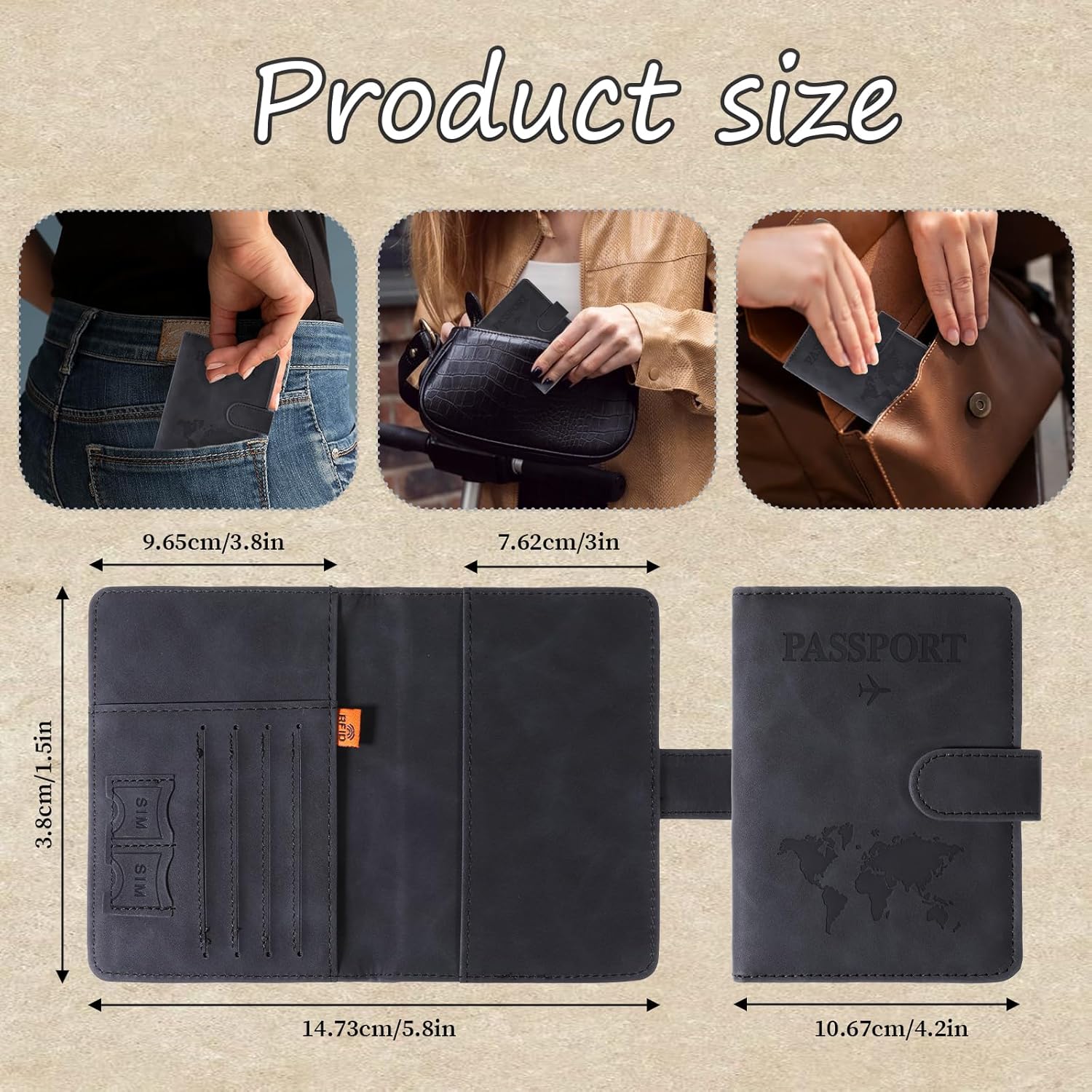 Passport Holder for Travel Leather Wallet Cover Case Must Haves Credit Card Bag Book Holder Protector Cruise Ship Vacation Essentials Accessories with Magnetic Buckle for Women and Men Gifts - Image 2