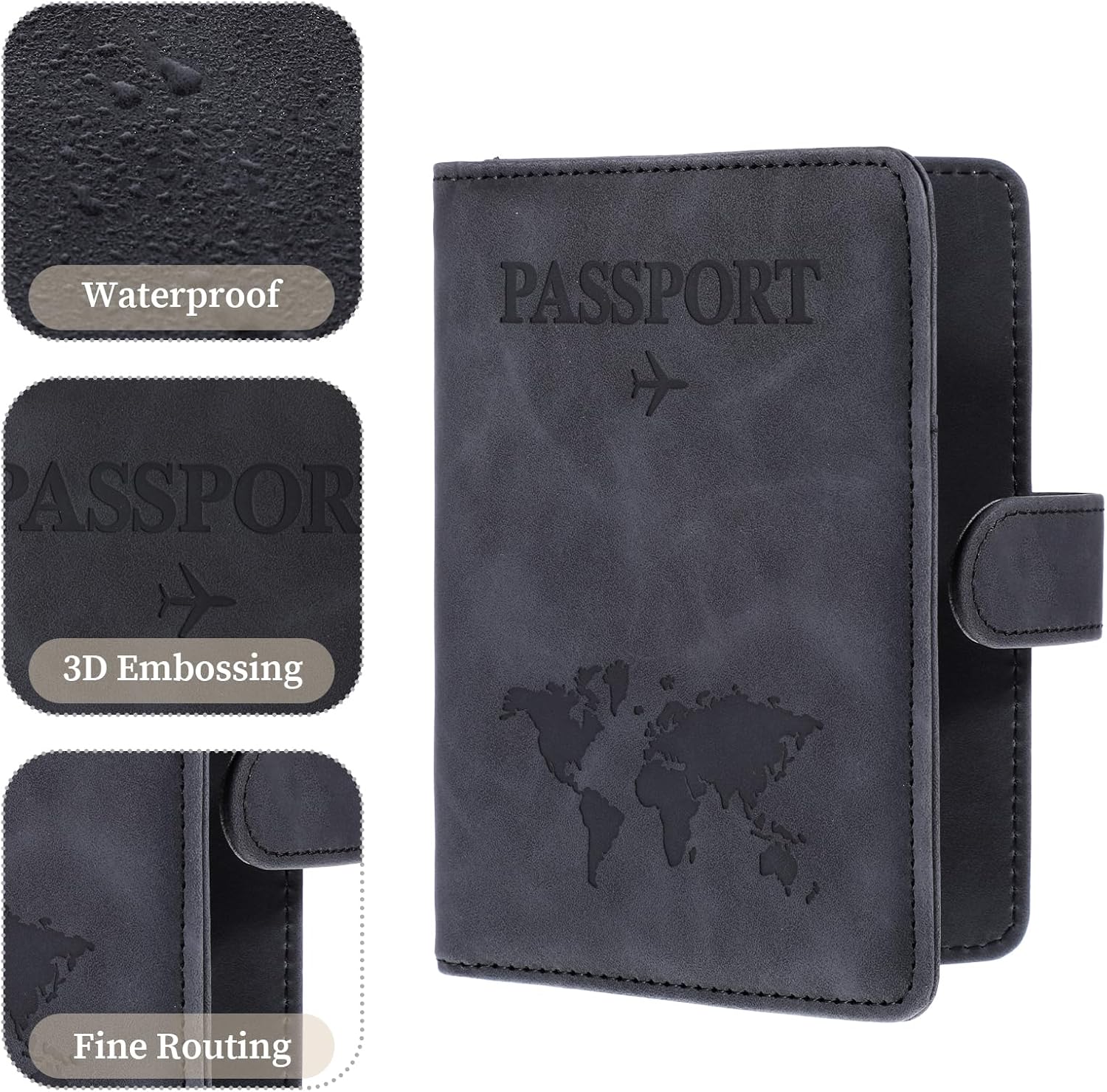 Passport Holder for Travel Leather Wallet Cover Case Must Haves Credit Card Bag Book Holder Protector Cruise Ship Vacation Essentials Accessories with Magnetic Buckle for Women and Men Gifts - Image 3