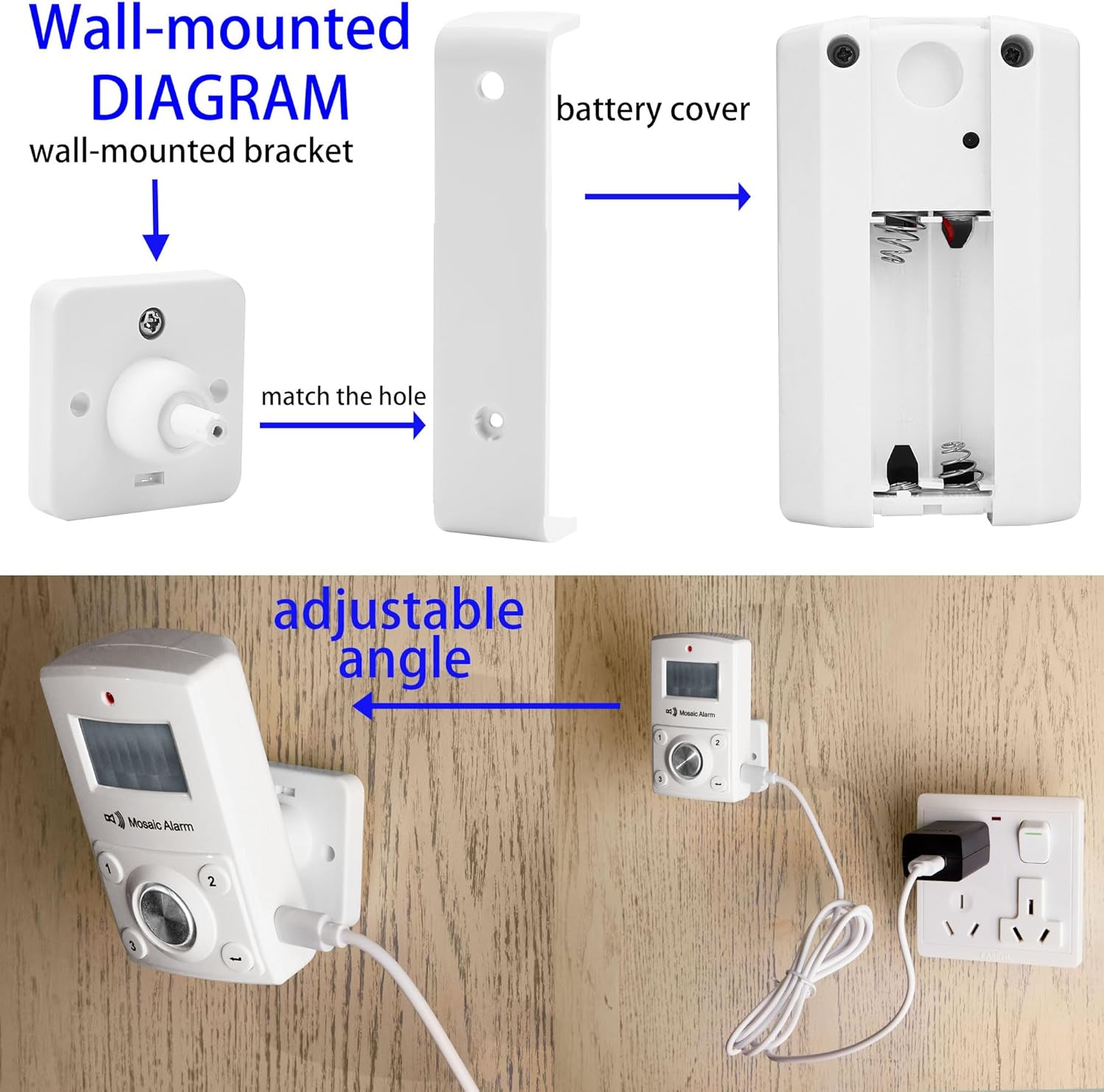 135dB Remote Motion Sensor Alarm Loud Sound for Garage, Shed. Portable Battery Operated Keypad Alert for Travel, Camp. Freestanding Indoor Home Security Motion Detecting Siren. Cordless or USB Power - Image 8
