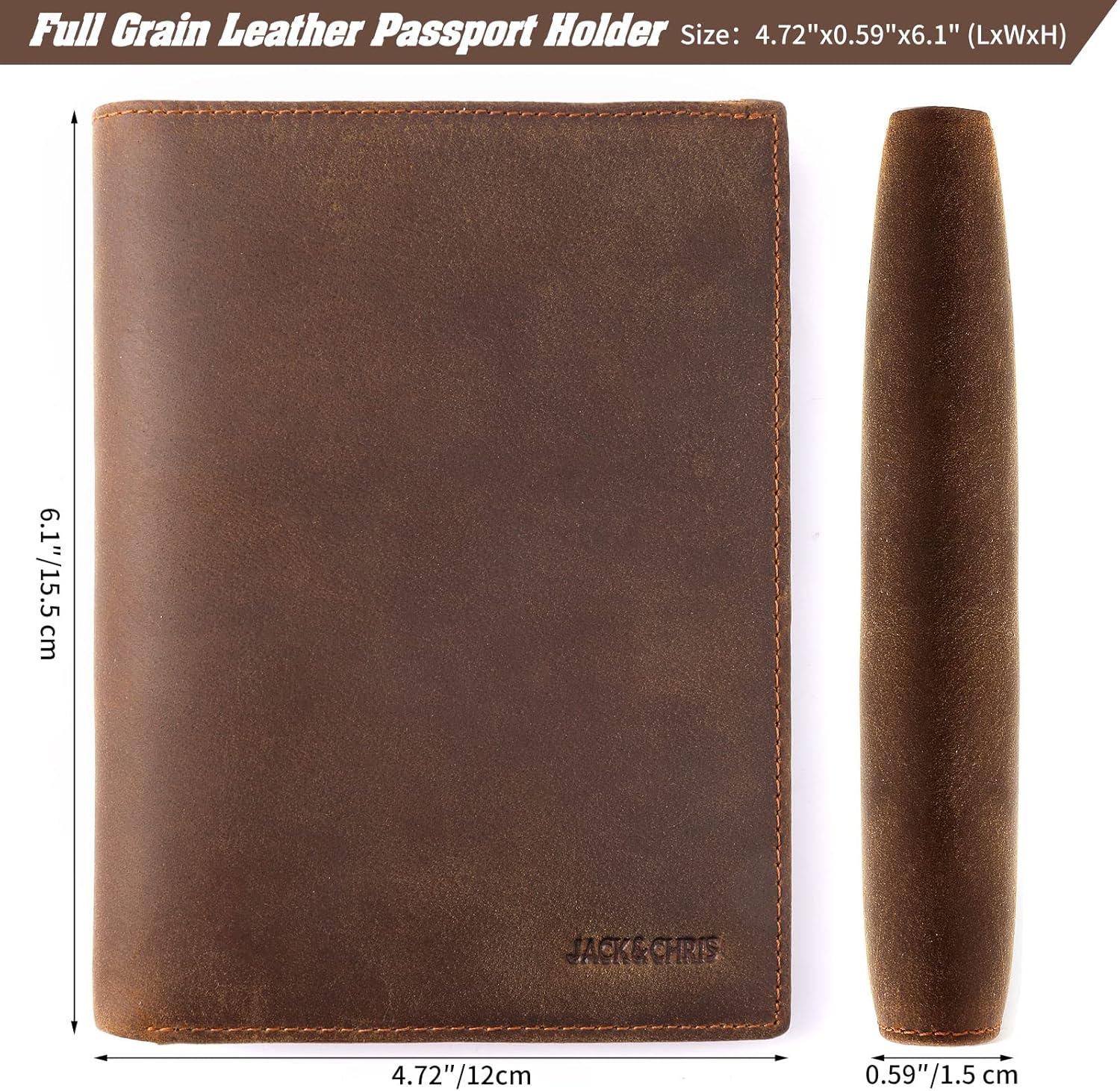 Jack&Chris Leather Passport Holder RFID Blocking Passport Travel Wallet Cover Case for Men Women Brown JC17 - Image 2