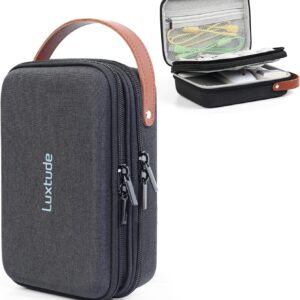 Luxtude Electronic Organizer Travel Case, Double Layer Tech Organizer Travel Case, Hard Charger Organizer, Travel Cable Organizer, Tech Bag, Travel Essentials for Charger/Mouse/Cash/Card, Tech Gifts