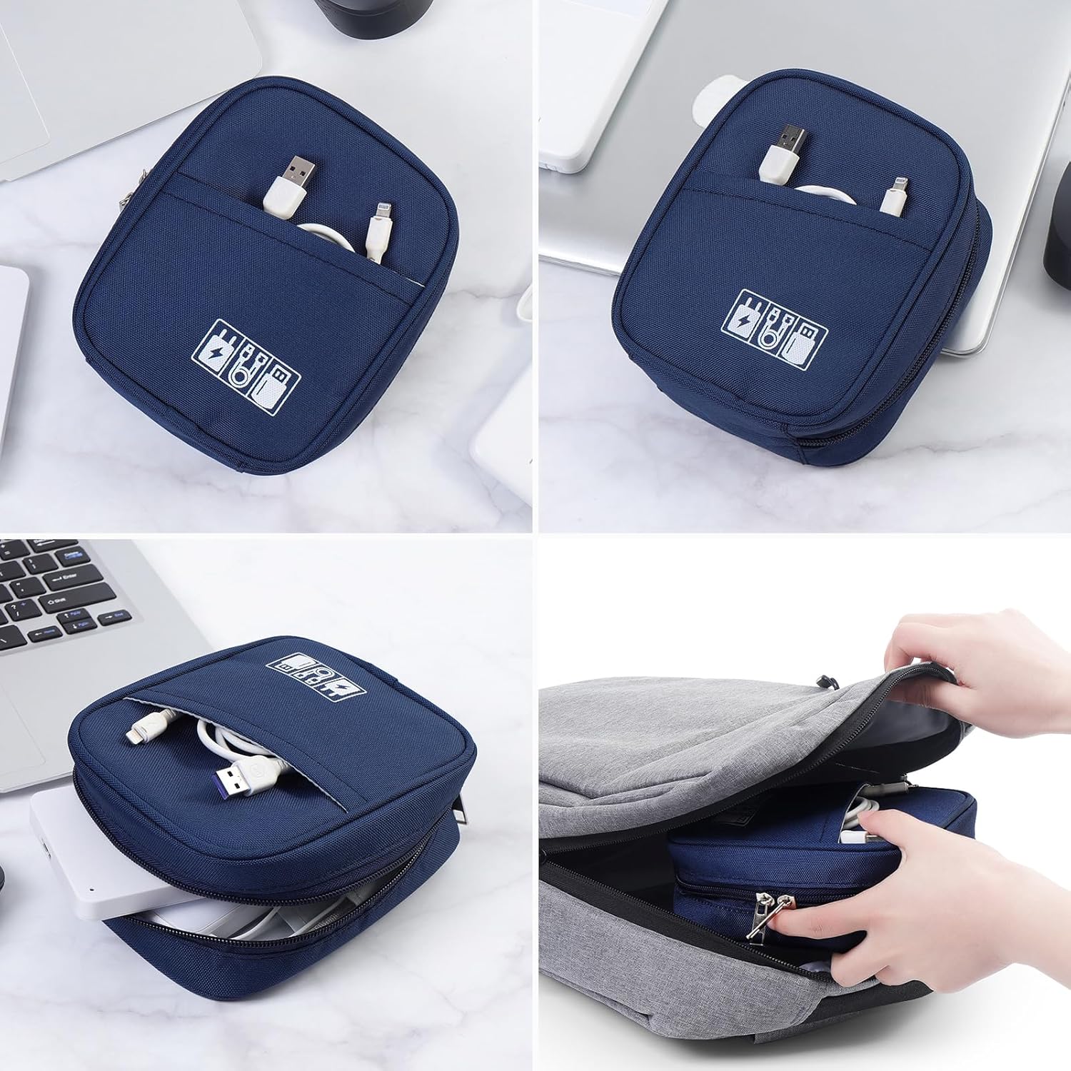 E-Tree Storage Pouch for Small Electronics and Accessories,Tech Bag,Electronic Organizer Case Compatible with MacBook Laptop Charger,Mouse,Cables,Hub,Power Bank,Earphone,Toiletries Cosmetics (Orange) - Image 7